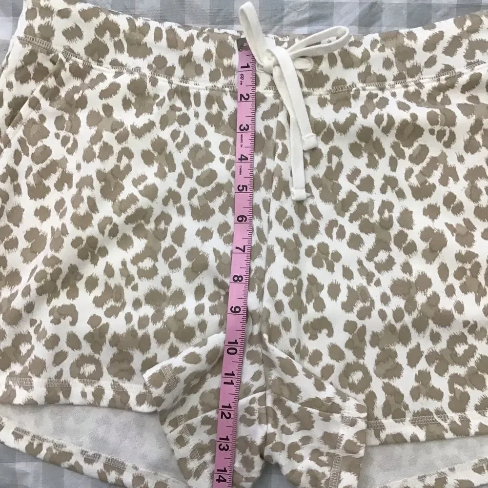Leopard OLD Navy mini shorts animal prints ecru white tan beige cotton blend L - Picture 5 of 11